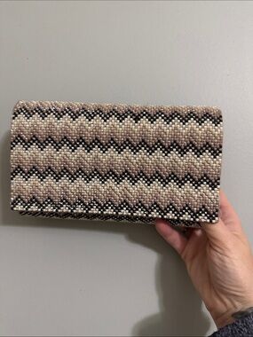 Nina Silver Satin Evening Clutch